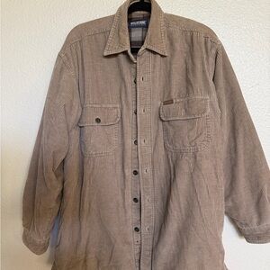 Wolverine Corduroy Shacket Men’s Medium Tan Plaid Fleece Lined Insulated